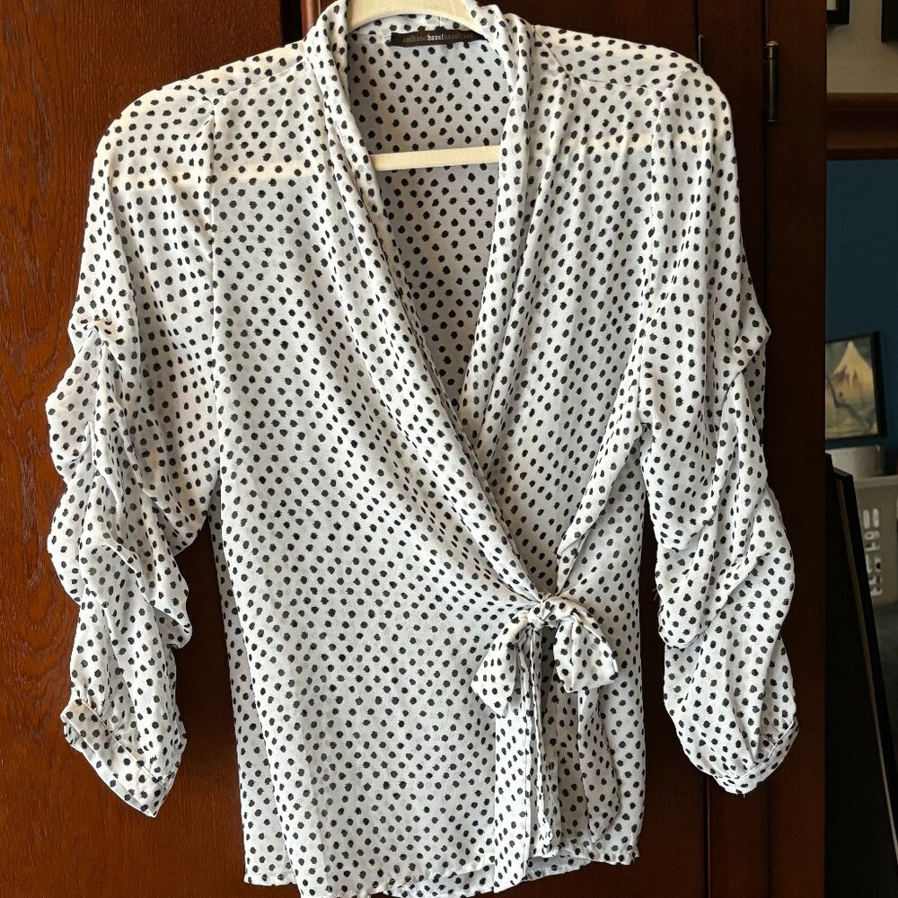 Hazel polkadot front tie blouse